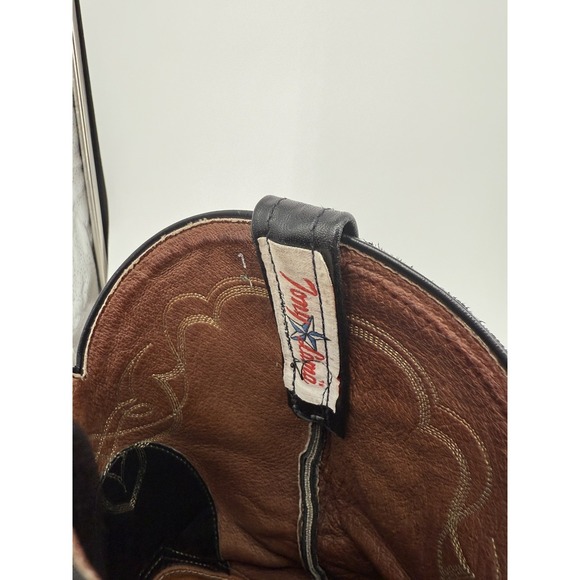 Tony Lama CT456 Black Leather Western Rodeo Cowboy Boots USA Men's 10 EE Vintage - Picture 5 of 11